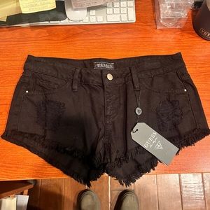Black GUESS short jean shorts